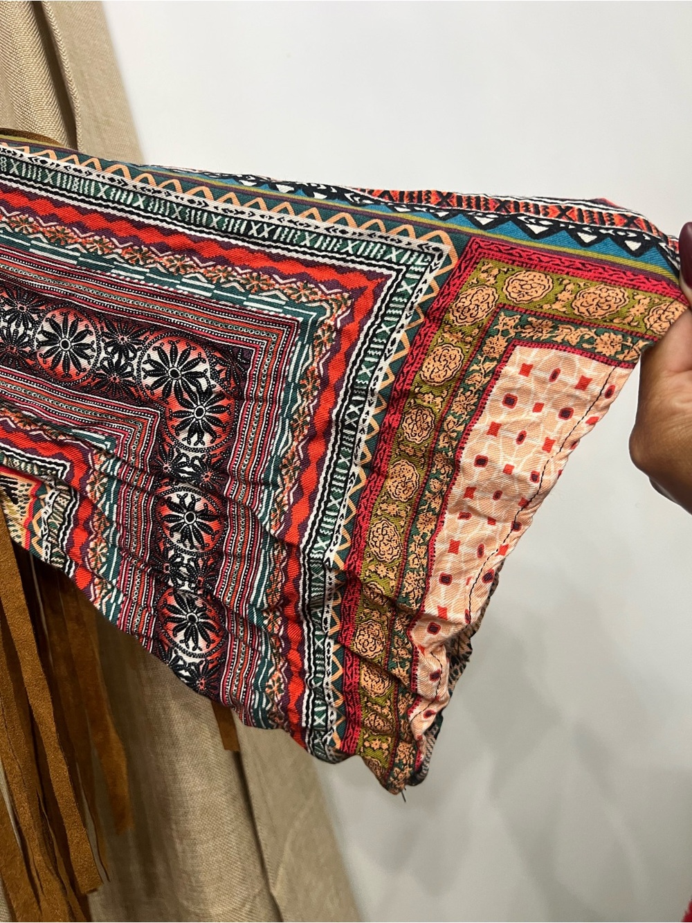 Uncle Frank by Anthropologie Geometric Embroidered dress  with Red&Teal Accentst - Picture 2 of 11